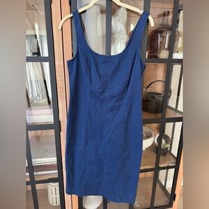 J. Crew fitted lightweight chino dress navy cotton midi above knee